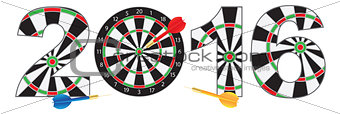 2016 New Year Number Outline Dartboard