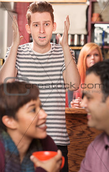Shocked Man with Cheating Partner