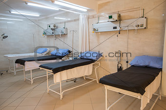 Beds in a hospital ICU ward