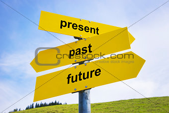 Present, past, future arrow signs 