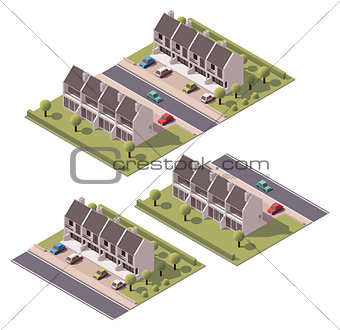 Vector isometric townhouses set
