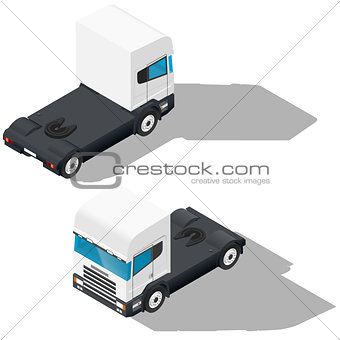 Trucks detailed isometric icons set