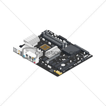Motherboard isometric detailed icon