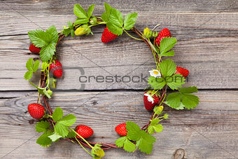 Wreath of fresh strawberries.
