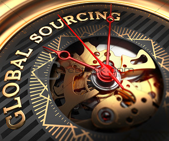 Global Sourcing on Black-Golden Watch Face.