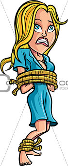 Cartoon tied up woman