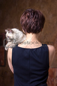Beautiful girl with a cat