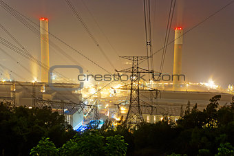 Power station at night