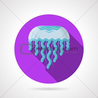 Blue jellyfish flat round vector icon