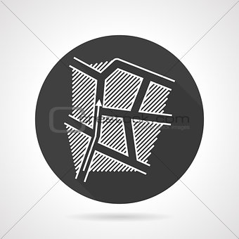 Route map black round vector icon