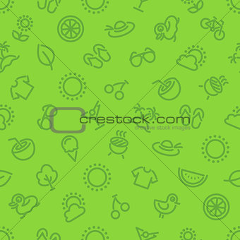 Summer and Vacation Green Seamless Pattern