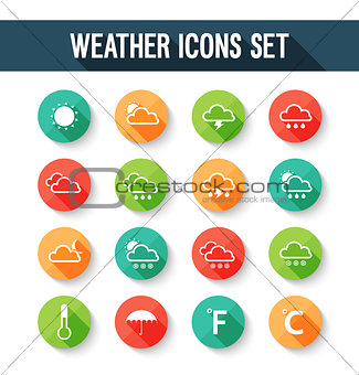 Flat weather icons set.
