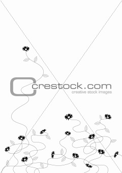 Small black flowers. Vector art