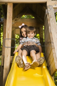 Kids on slide.