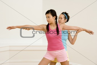 Fitness instructor and student