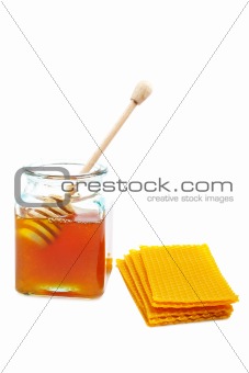 Honey jar and honeycomb