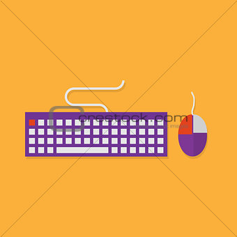 Flat icons of input devices. Keyboard and mouse