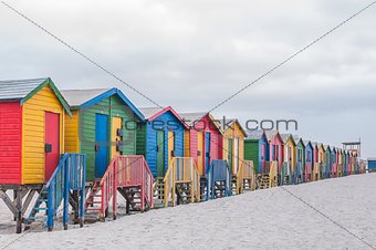 Multi-colored beach huts at Muizenberg 