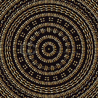 Hand drawn Circular pattern. Gold Mandala.