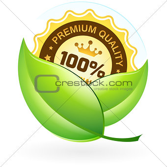 Premium Quality Label with Leaves