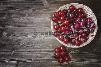 grapes in a wicker basket