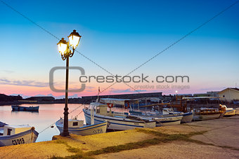 Sunset at the port of Sozopol town