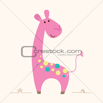 Cute pink Giraffe character for baby room 