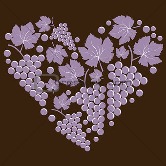 Grapes with leaves in the form of heart