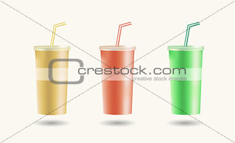 Disposable cups for beverages with straw
