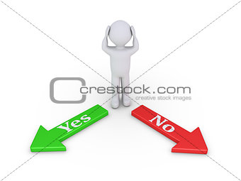 Person between Yes and No