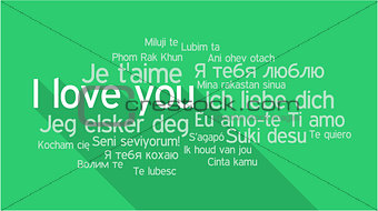 I LOVE YOU in different languages, word tag cloud