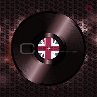 British vinyl record on metallic honeycomb background