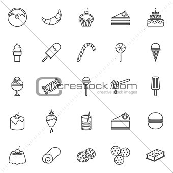 Dessert line icons on white background