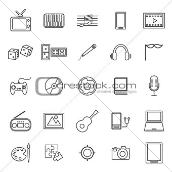 Entertainment line icons on white background