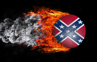 Flag with a trail of fire and smoke - Confederate flag