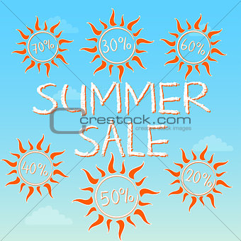 summer sale with different percentages in suns