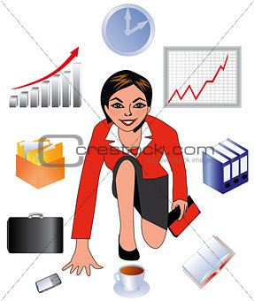 The business lady, the woman at work, the employee of office