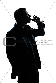 silhouette man portrait drinking red wine