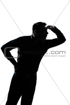 silhouette man portrait looking forward gesture