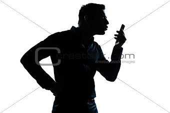 silhouette man portrait telephone videophone