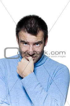 man portrait biting nails anxious nervous