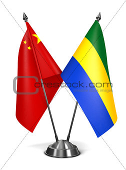China and Gabon - Miniature Flags.