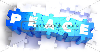 Peace - Text on Blue Puzzles.