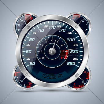 Speedometer with rev counter and other instruments