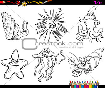 sea life animals cartoon coloring page
