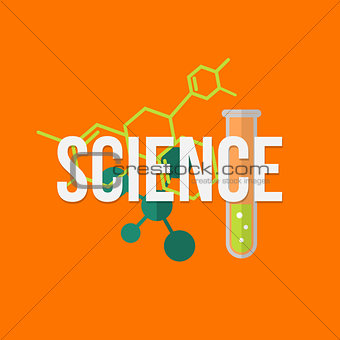 Science concept. Typegoraphy with flat icons