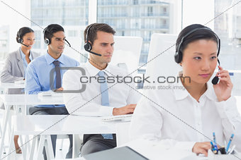 Concentrate work team using computer
