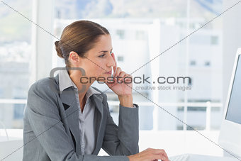 Concentrate businesswoman using computer