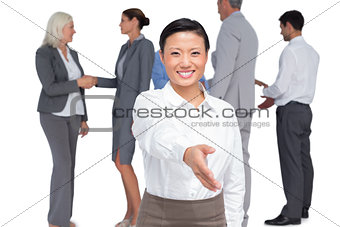 businesswoman offering handshake