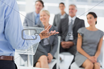 Businessman doing conference presentation